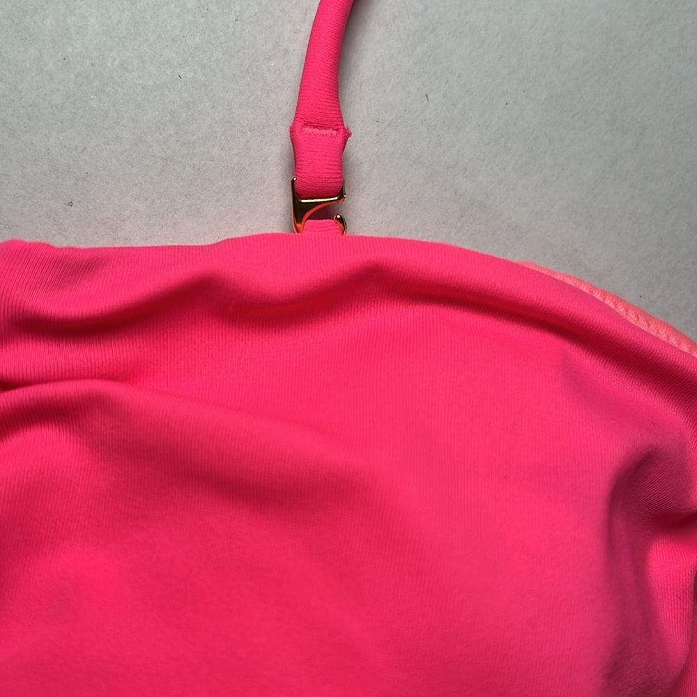 Victoria's Secret Women’s Neon Pink Bikini Top with flower detail M - Picture 4 of 9